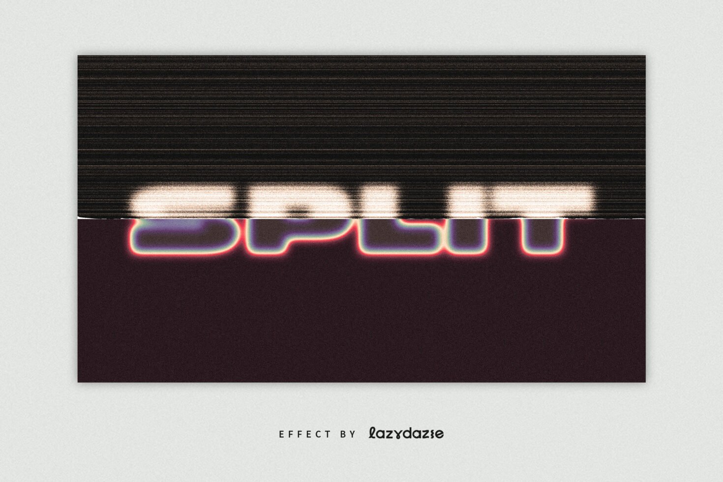 Glitch text effect with a split visual distortion, ideal for vintage and retro designs. Use in templates and graphics for unique mockup projects and fonts.