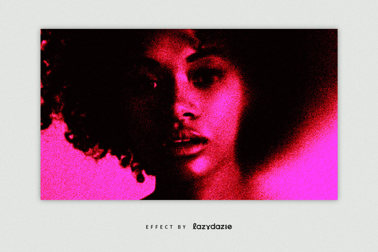 Digital template featuring abstract portrait with vibrant pink and black halftone effect. Ideal for graphic designers seeking unique visual assets.