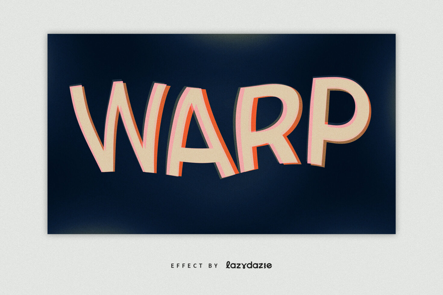 Warp text effect on dark background ideal for graphic design projects. Download this design asset for creative typography in mockups and templates.