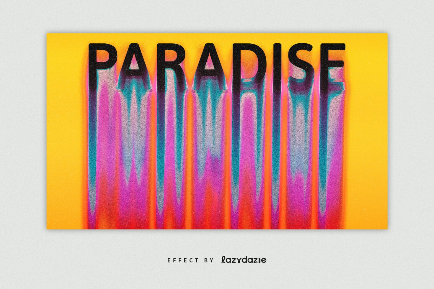 Bold colorful typographic effect showcasing the word Paradise in vibrant gradient colors against a yellow background ideal for graphic designers.
