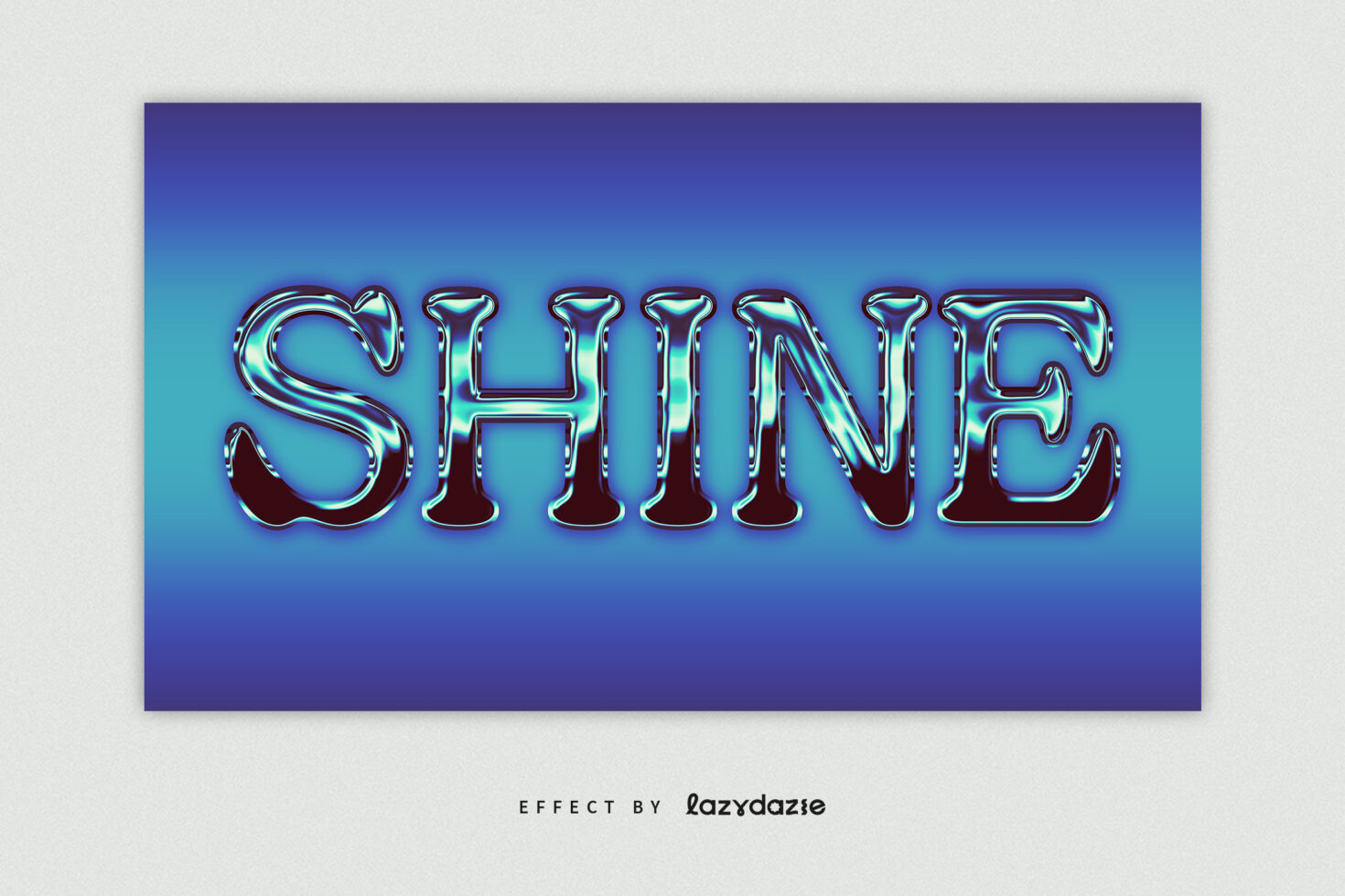 Blue neon shiny text effect reading SHINE on a gradient background. Ideal for graphic design templates and font mockups for digital asset marketplaces.