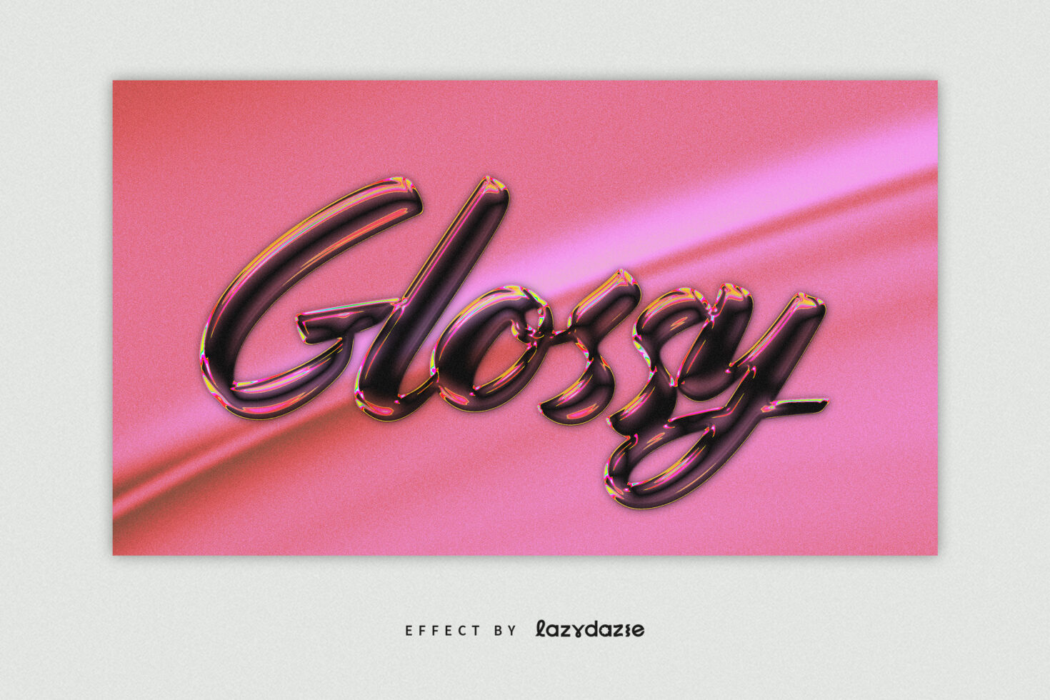 Glossy pink text effect on gradient background for digital asset marketplace Ideal for designers in mockups templates or graphic design resources