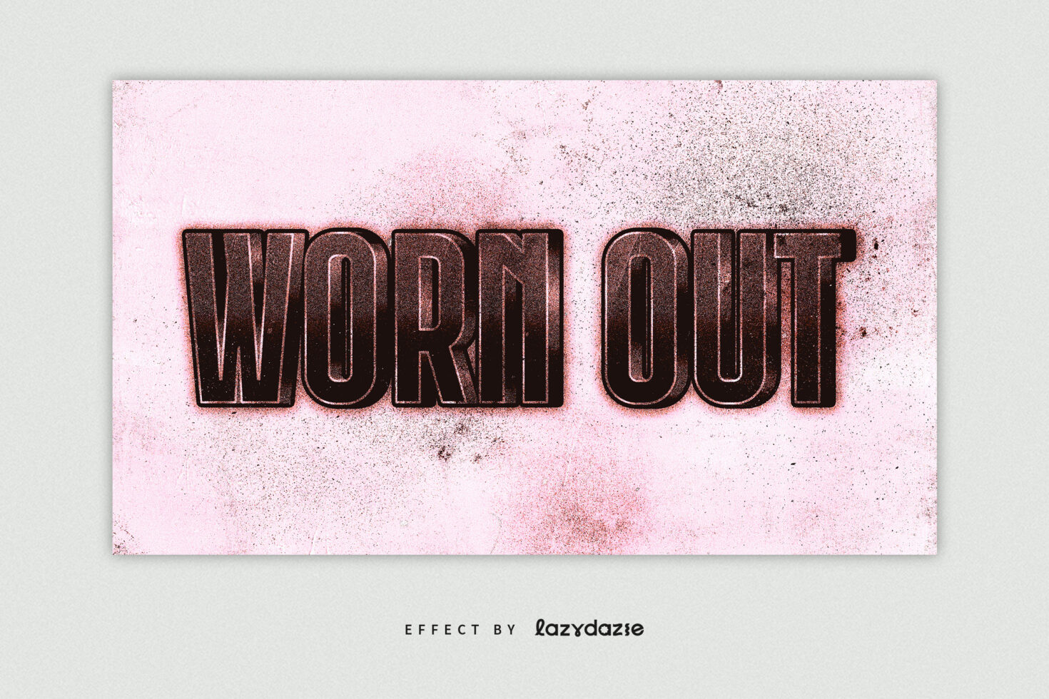 Worn Out Font Effect with distressed texture on a pink background ideal for graphics and templates perfect for designers seeking vintage text styles.