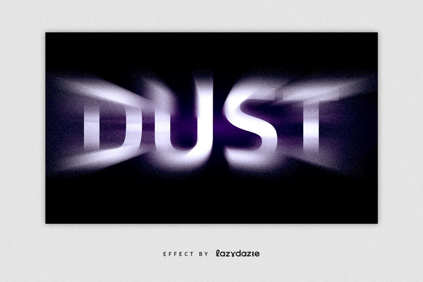 Blurred text effect on the word DUST with a futuristic style. Ideal for graphic designers seeking creative typography effects for digital projects.