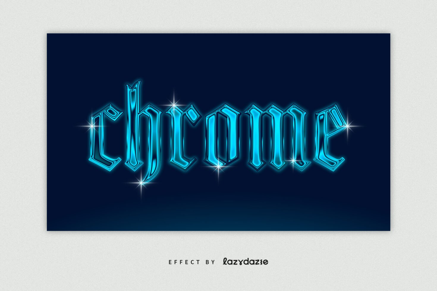 Futuristic chrome text effect in blue neon style on dark background perfect for graphic design projects fonts and typography templates for designers.