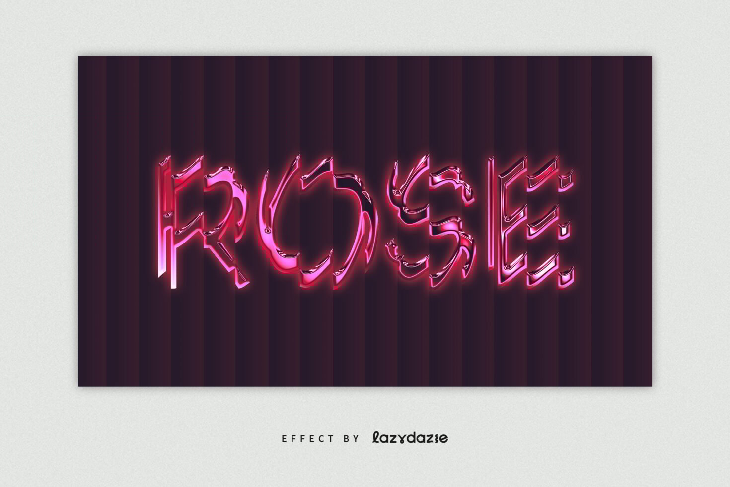 Neon text effect on dark background showcasing the word Rose in vibrant pink glow suitable for graphics or fonts category in design assets marketplace.
