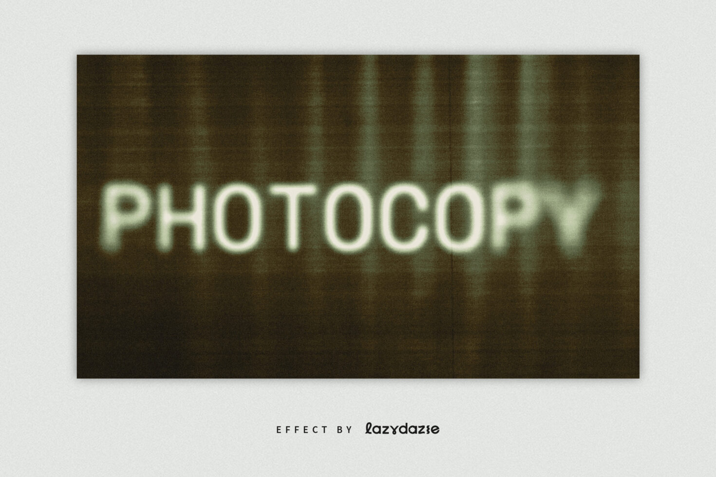 Blurry neon text Photocopy on dark green striped vintage texture
