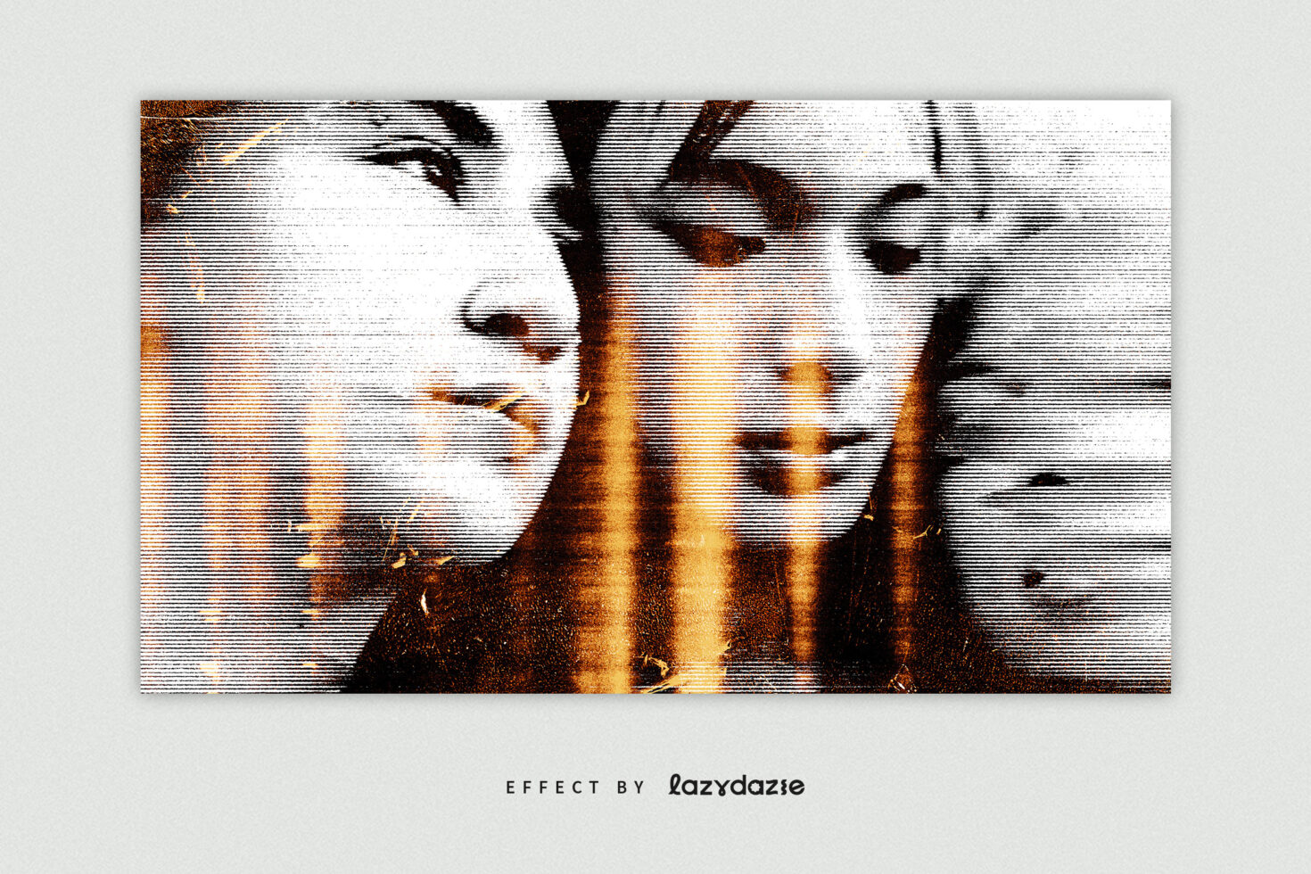 Abstract digital art with vintage texture effect featuring three faces in warm tones perfect for graphic designers' creative project assets.