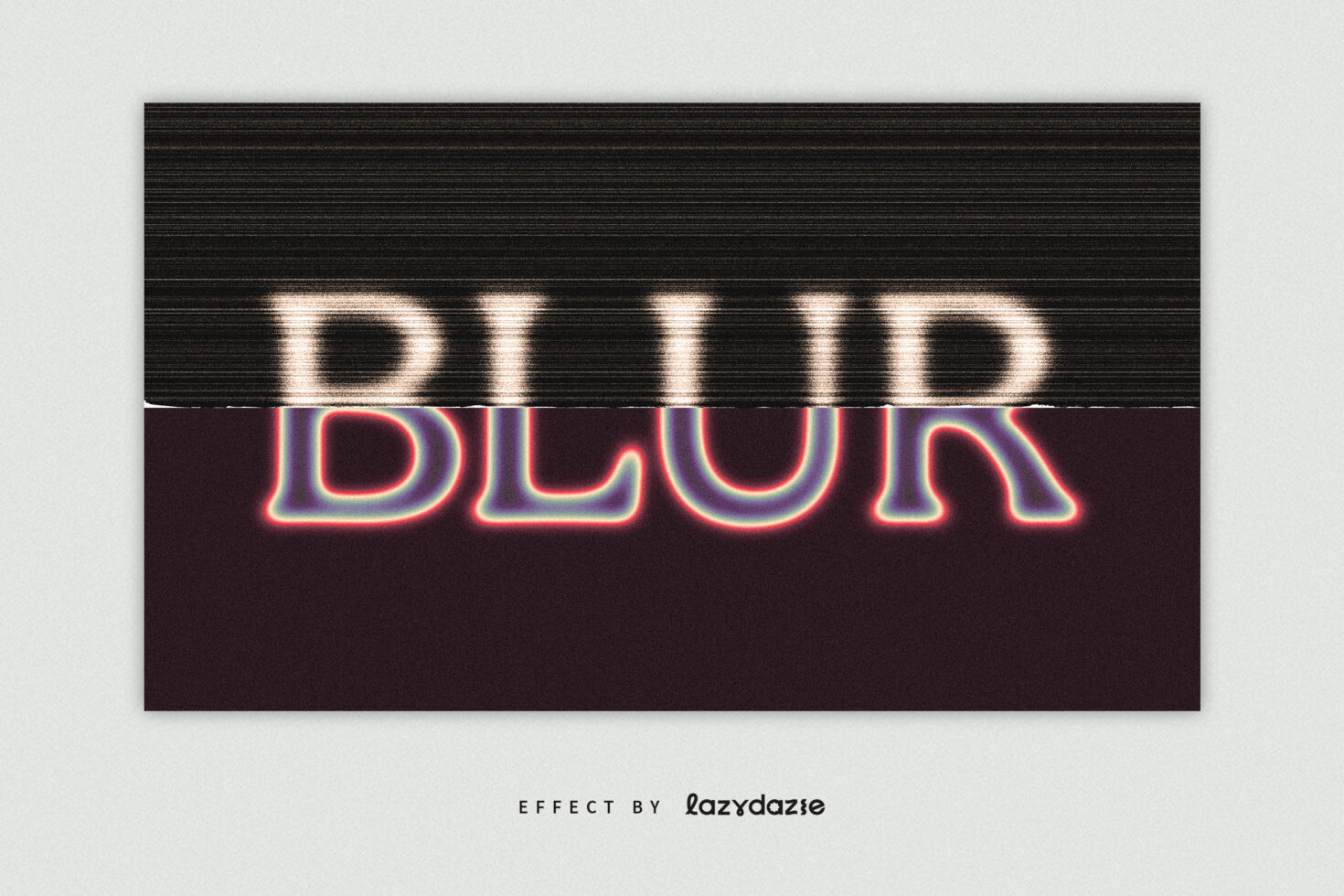 Blurred neon text effect graphic asset ideal for designers. Enhance templates with a unique glitch, retro typography style. Perfect for digital art.