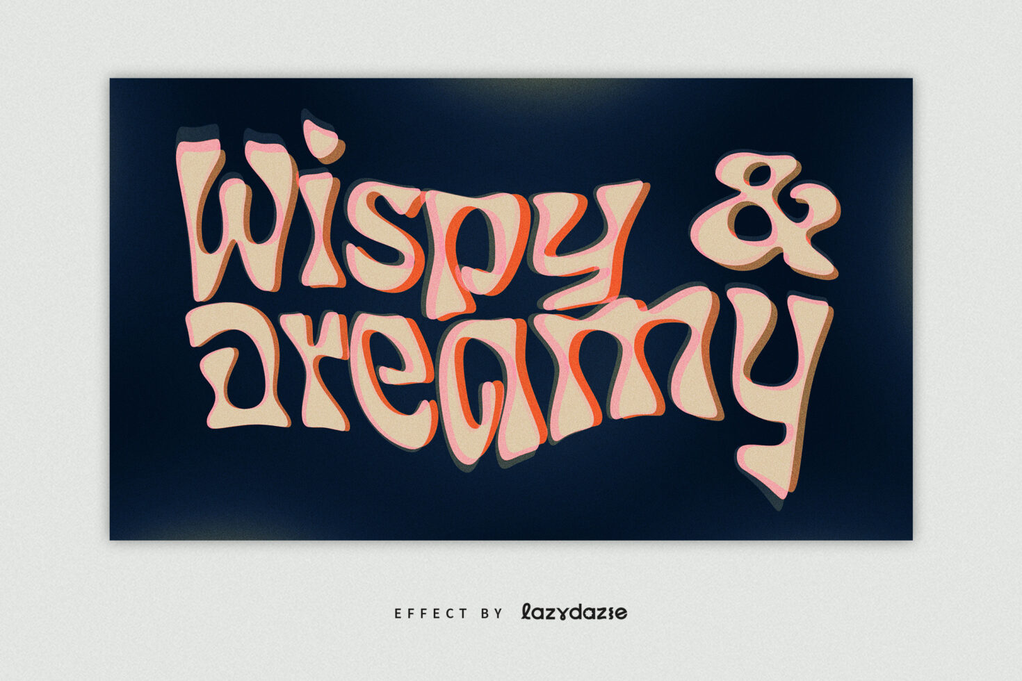 Retro typography font design titled Wispy and Dreamy with soft pastel colors and 3D shadow effect suitable for graphic design and digital templates.