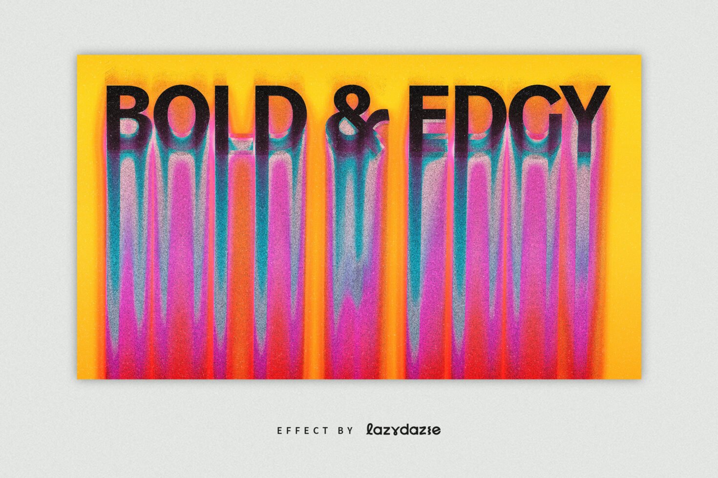 Bold and edgy text effect with vibrant gradient colors on a yellow background suitable for graphic design projects font templates typography.