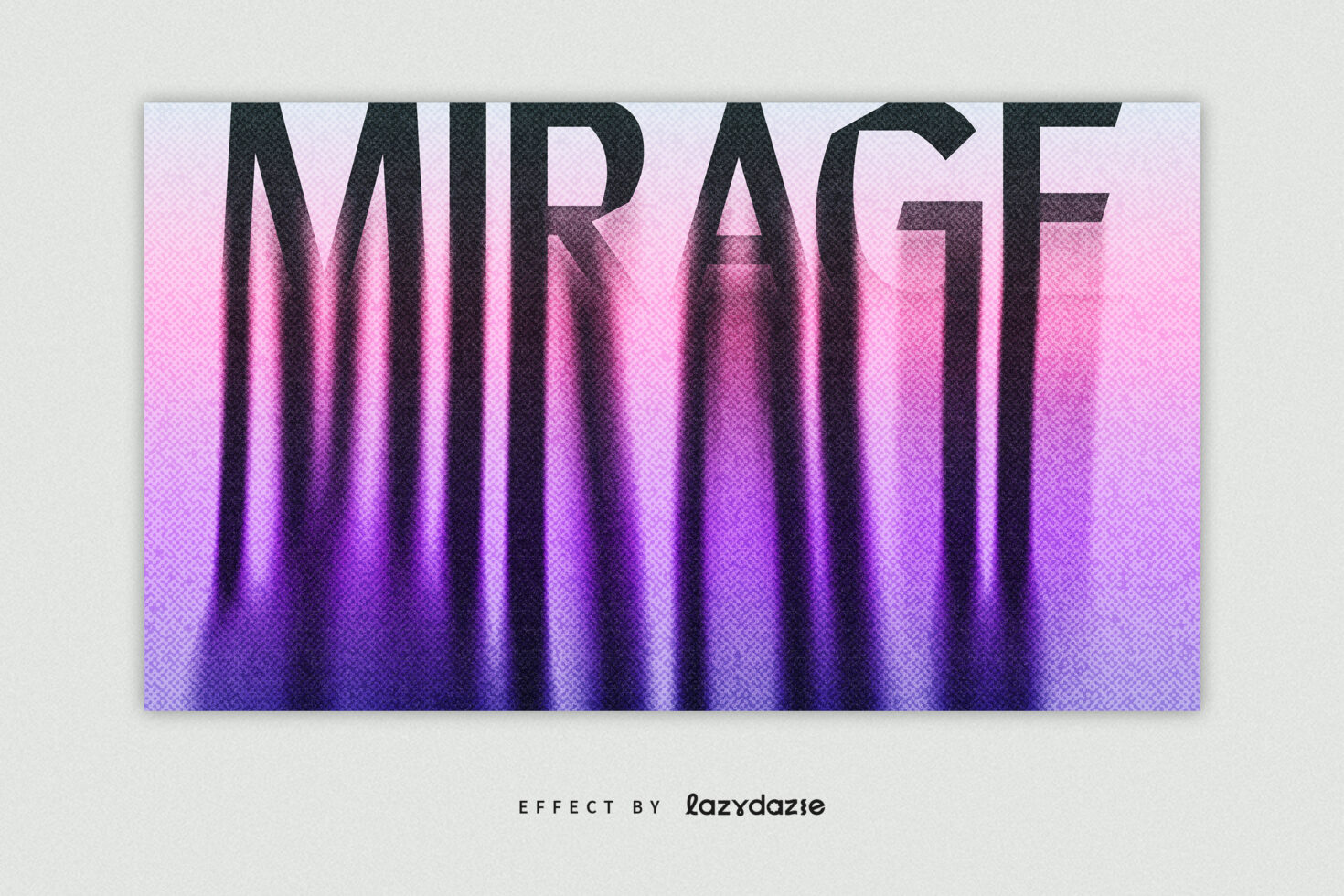 Gradient effect text graphic with the word Mirage in bold. Colors blend from pink to purple, creating a modern abstract template for designers.