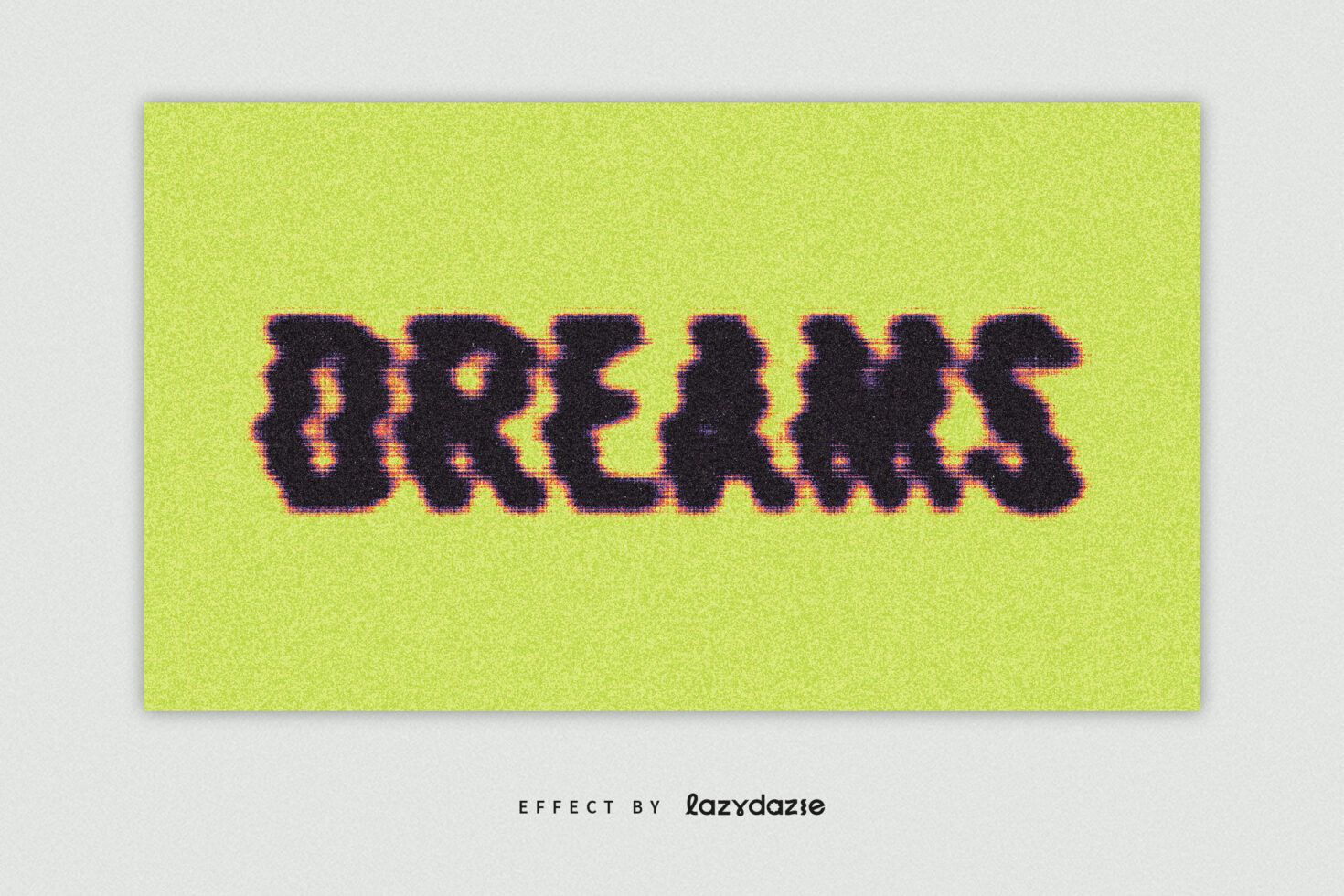 Glitch text reading Dreams on a yellow textured background. Perfect for graphic designers seeking unique text effects for creative projects and templates.