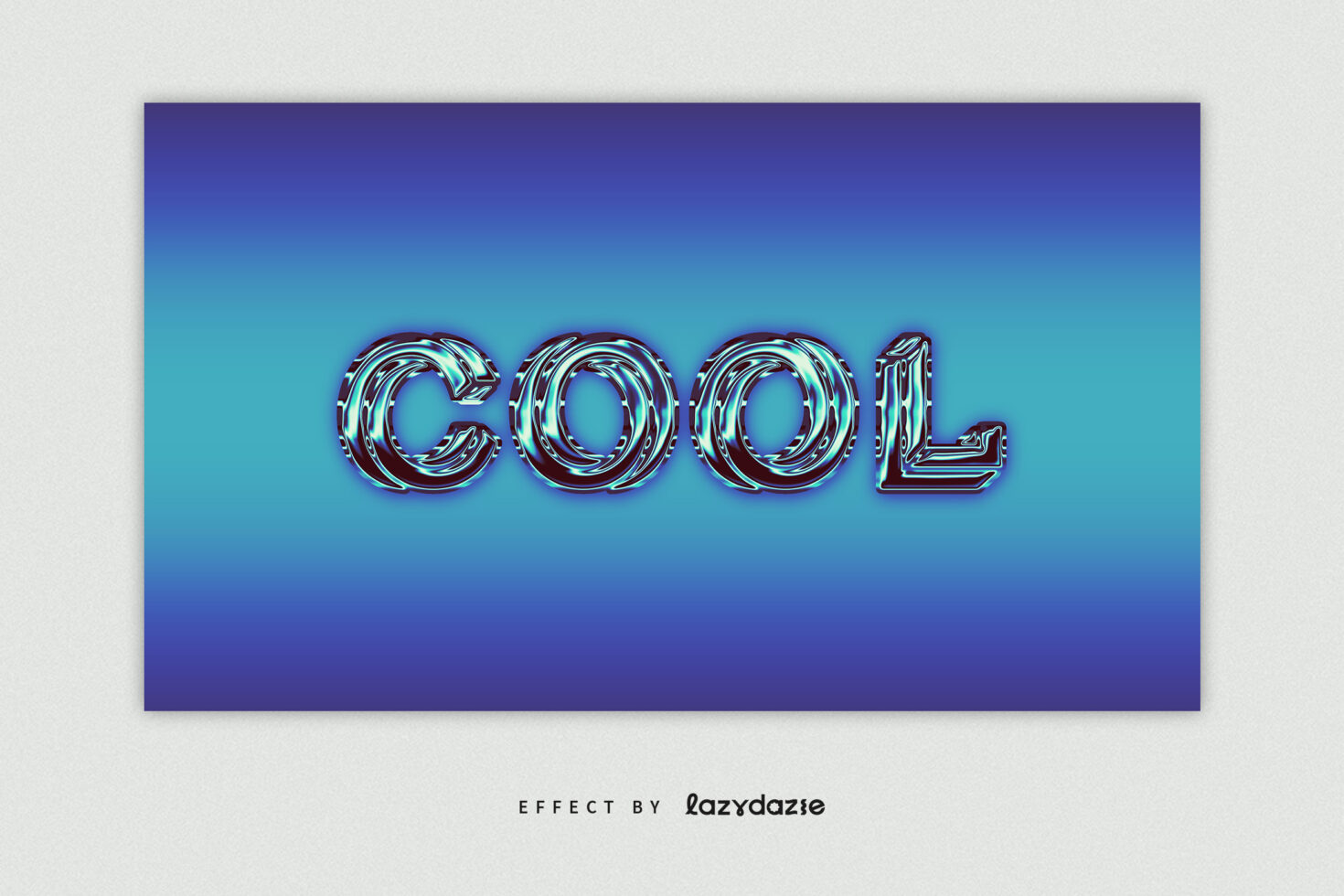 "Cool text effect with swirling black and teal pattern on blue gradient background. Suitable for graphic designers and digital typography projects."