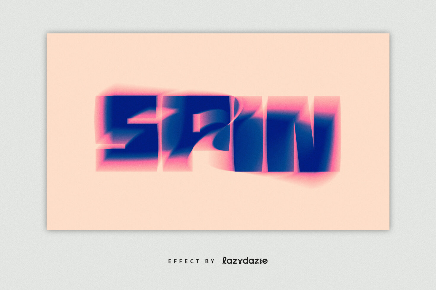 Bold typography effect displaying the word SPIN with blue pink gradients; ideal for graphic design, templates, creative font assets.