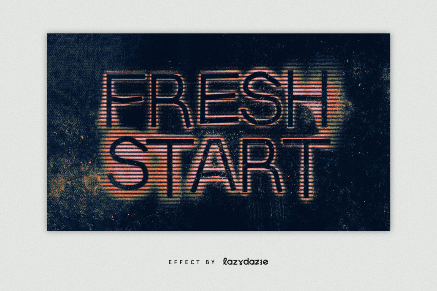 Neon text effect with FRESH START glowing on a dark textured background, ideal for graphic design projects, typography, digital art, and creative templates.