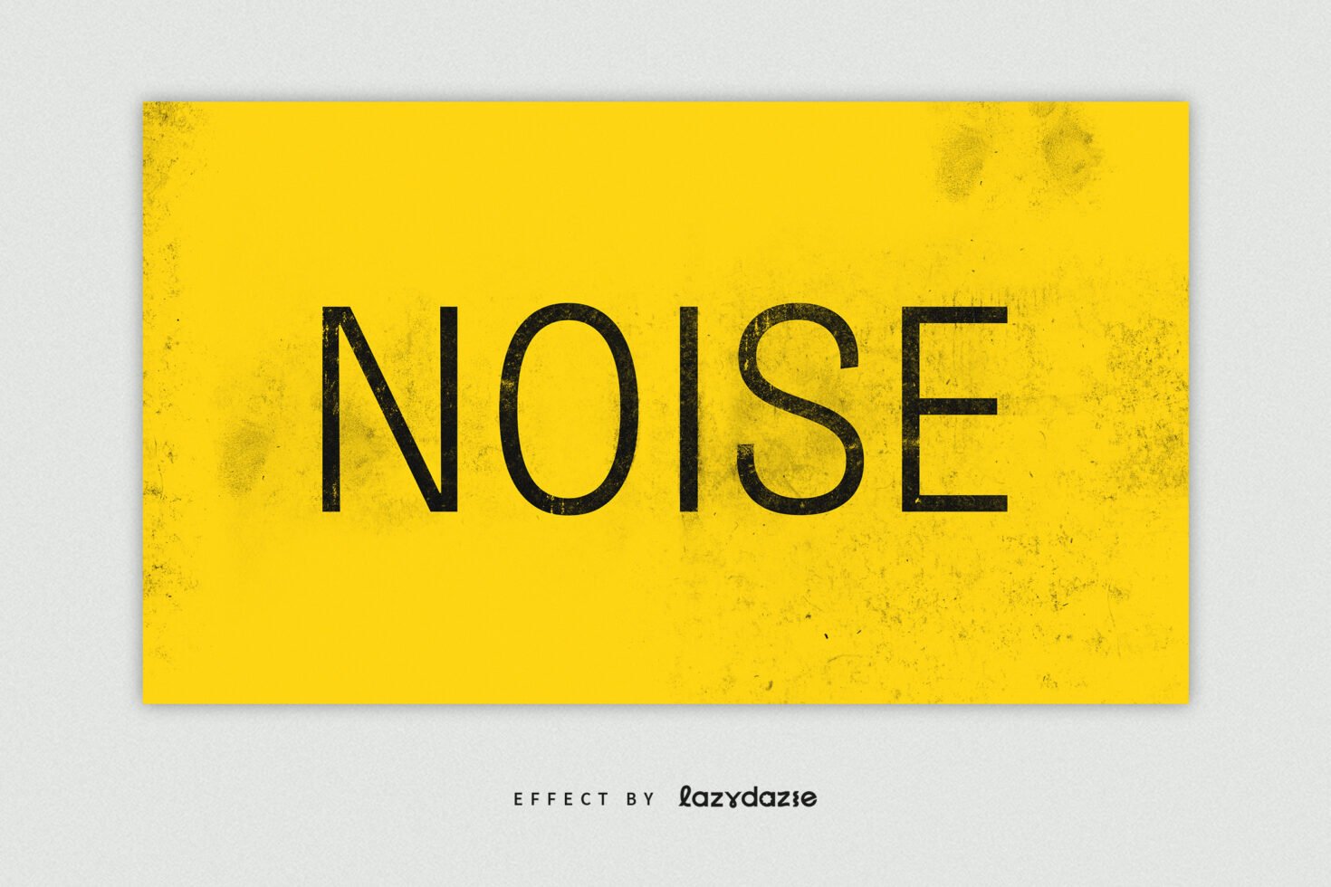 Bold NOISE text on yellow background with grunge texture effect; ideal for mockup templates or graphic design projects; high-quality digital asset.