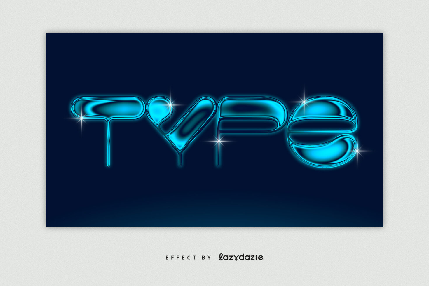 Blue neon chrome text effect reading TYPE on dark background perfect for digital assets designers fonts templates graphics SEO keyword typography