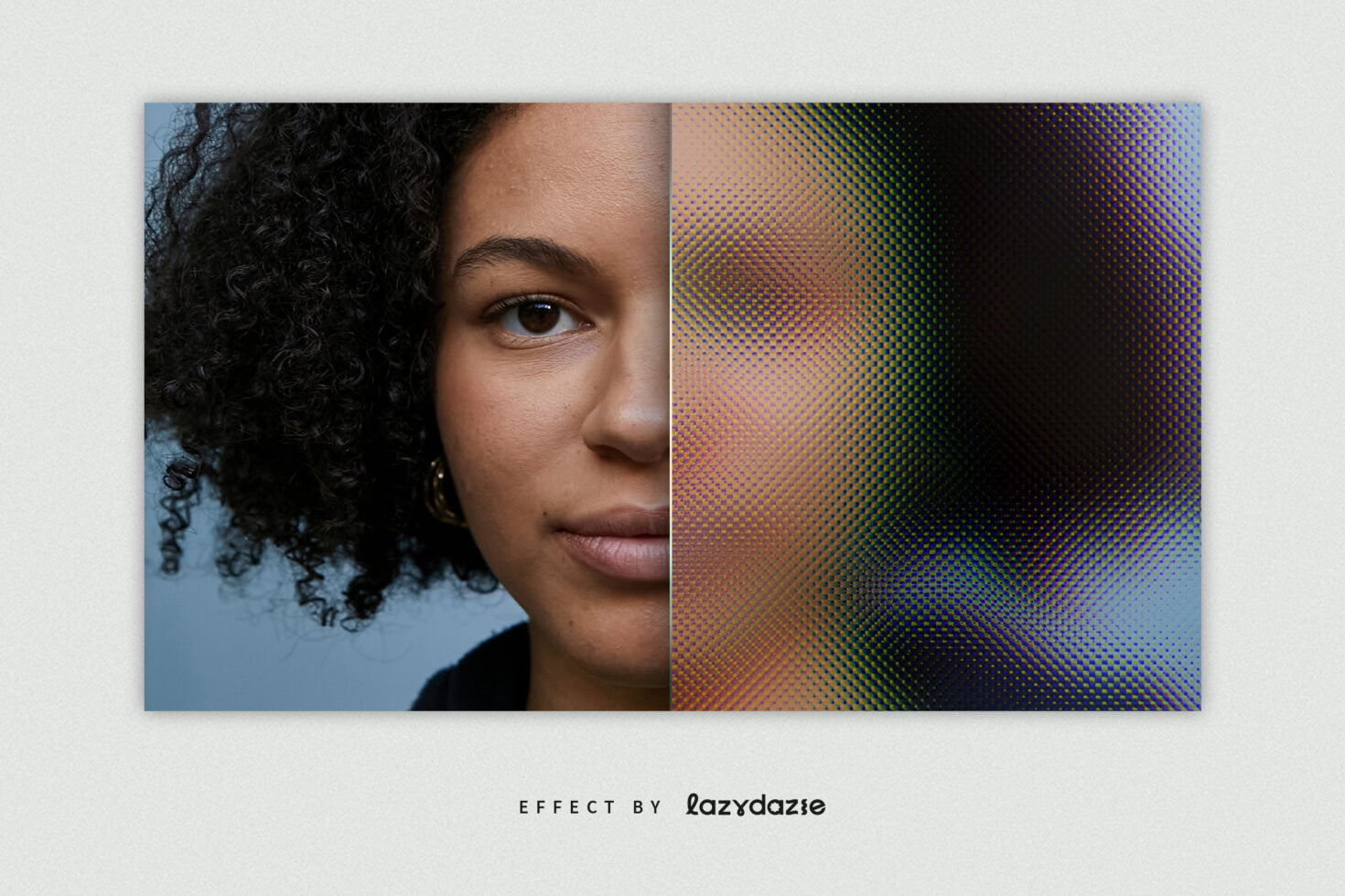 Split portrait image with half showcasing natural texture and half showing vintage halftone effect suitable for graphics or mockups for designers.