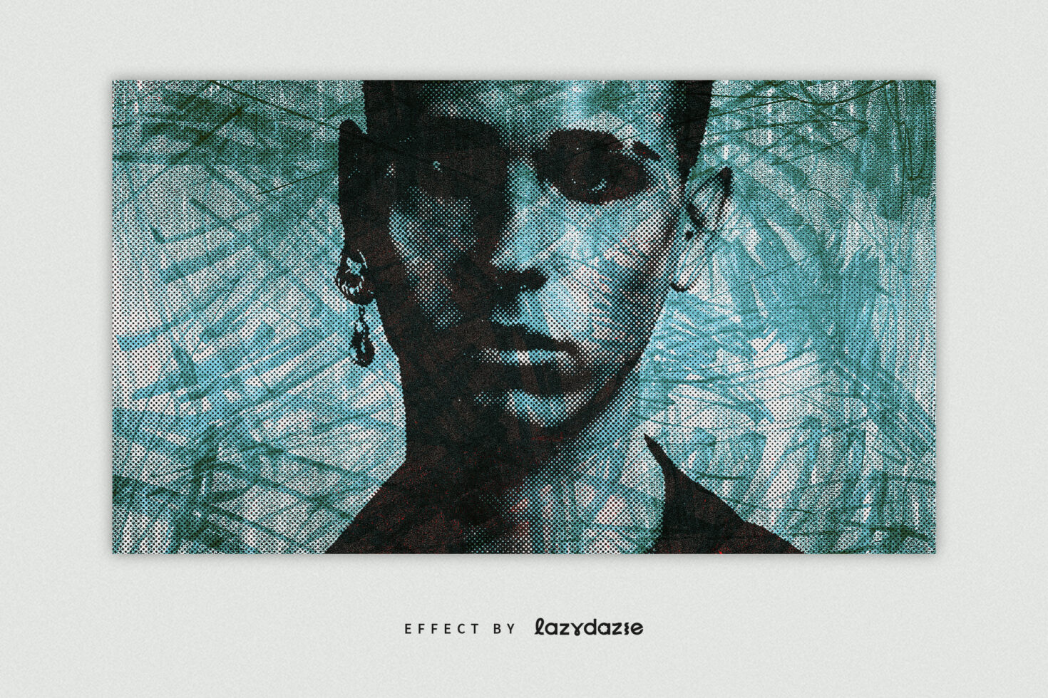 Abstract portrait design with halftone effect in blue tones suitable for designers. Ideal for art projects graphics mockups and digital art templates.