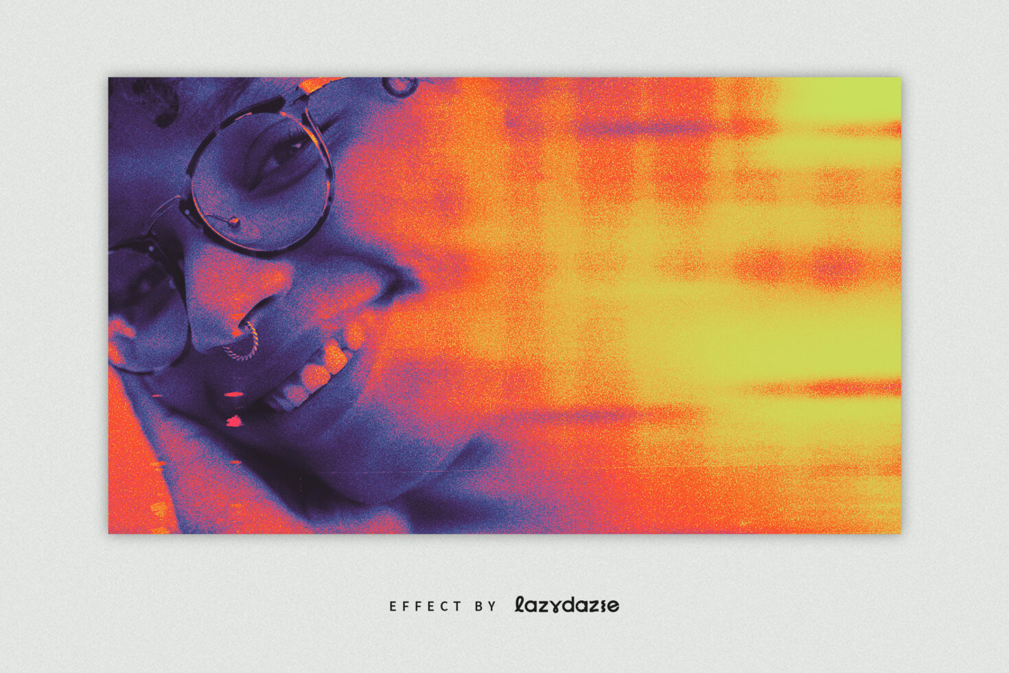 Vibrant neon portrait effect with glasses, showcasing bright colors. Ideal for graphic design inspiration, creative templates, and visual art projects.