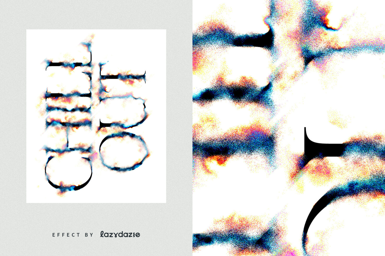 Abstract cloud effect text with a vibrant color gradient perfect for graphic design templates and creative typography projects. Suitable for designers.