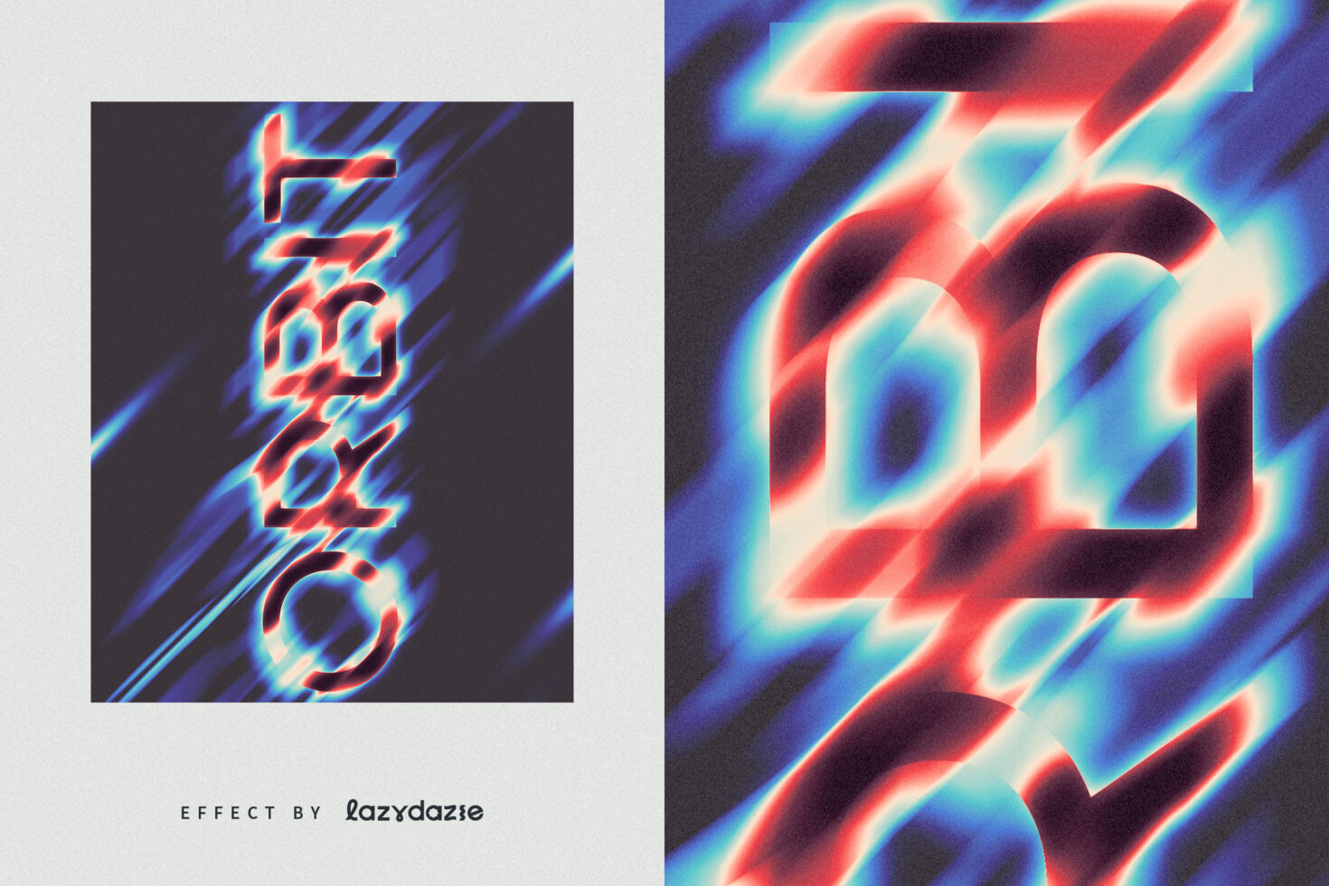Futuristic text effect with vibrant neon colors and blurred lines. Ideal for digital assets in graphics, typography, and mockups. Perfect for designers.
