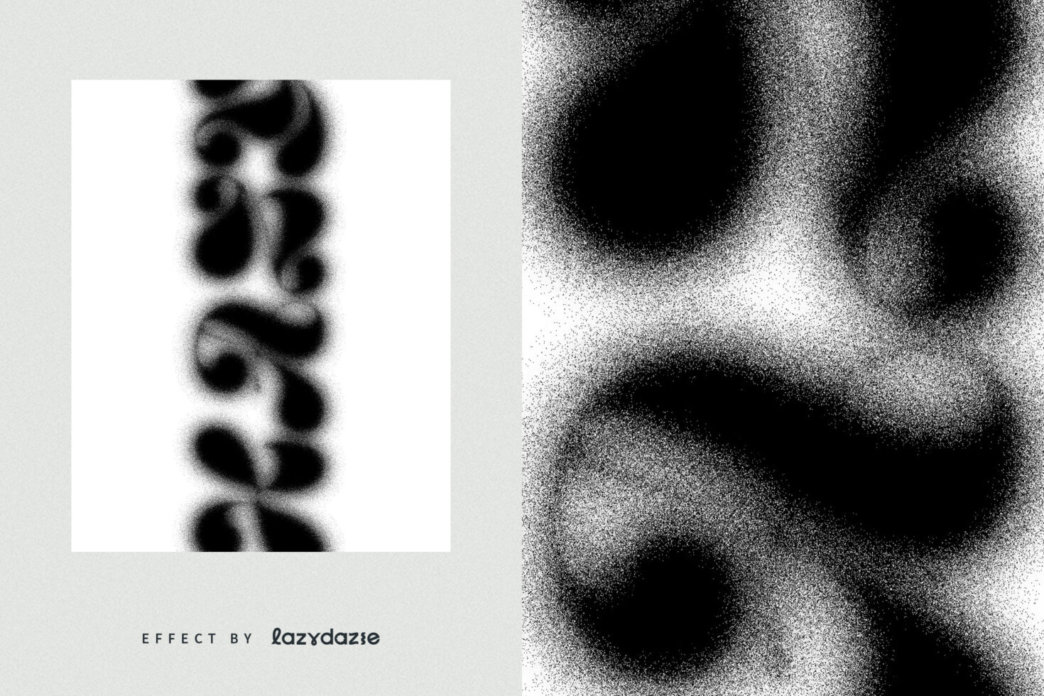 Digital design asset showcasing abstract fuzzy textures in black and white. Perfect for creating unique graphic effects in mockups and templates.