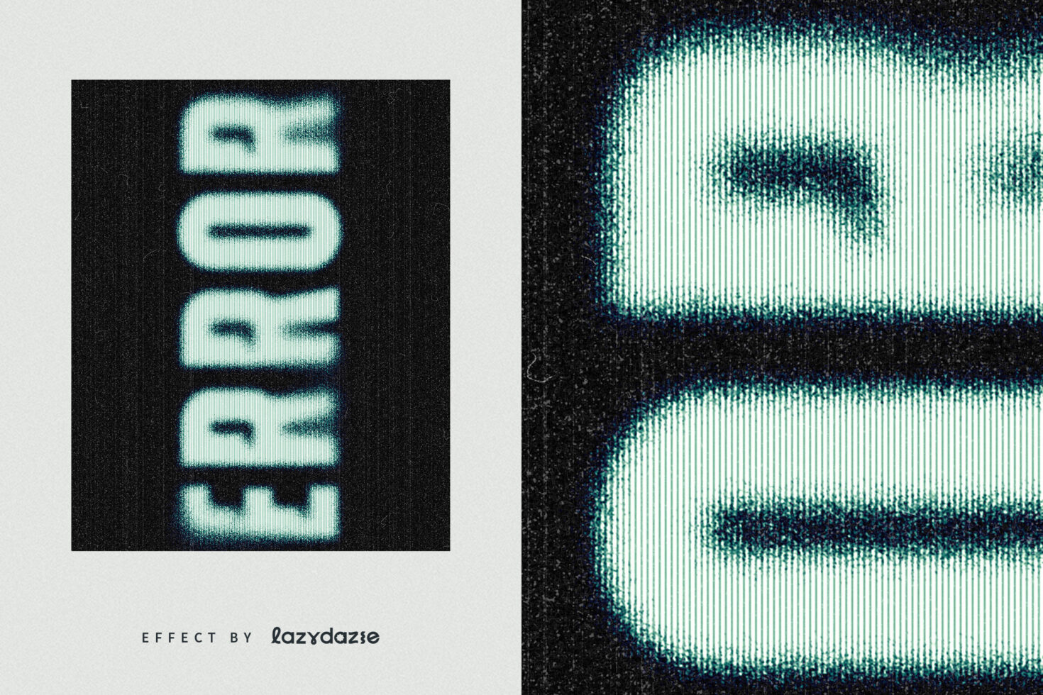 Glitched error text effect showing a retro CRT screen style. Great for graphic design, digital assets, typography projects. Mockup or template use.