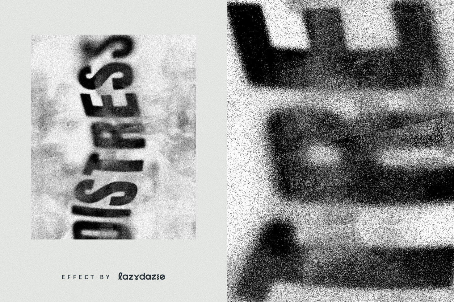 Distressed text effect showing hazy blurred typography ideal for design projects needing a vintage or grunge aesthetic. Perfect for graphic designers.