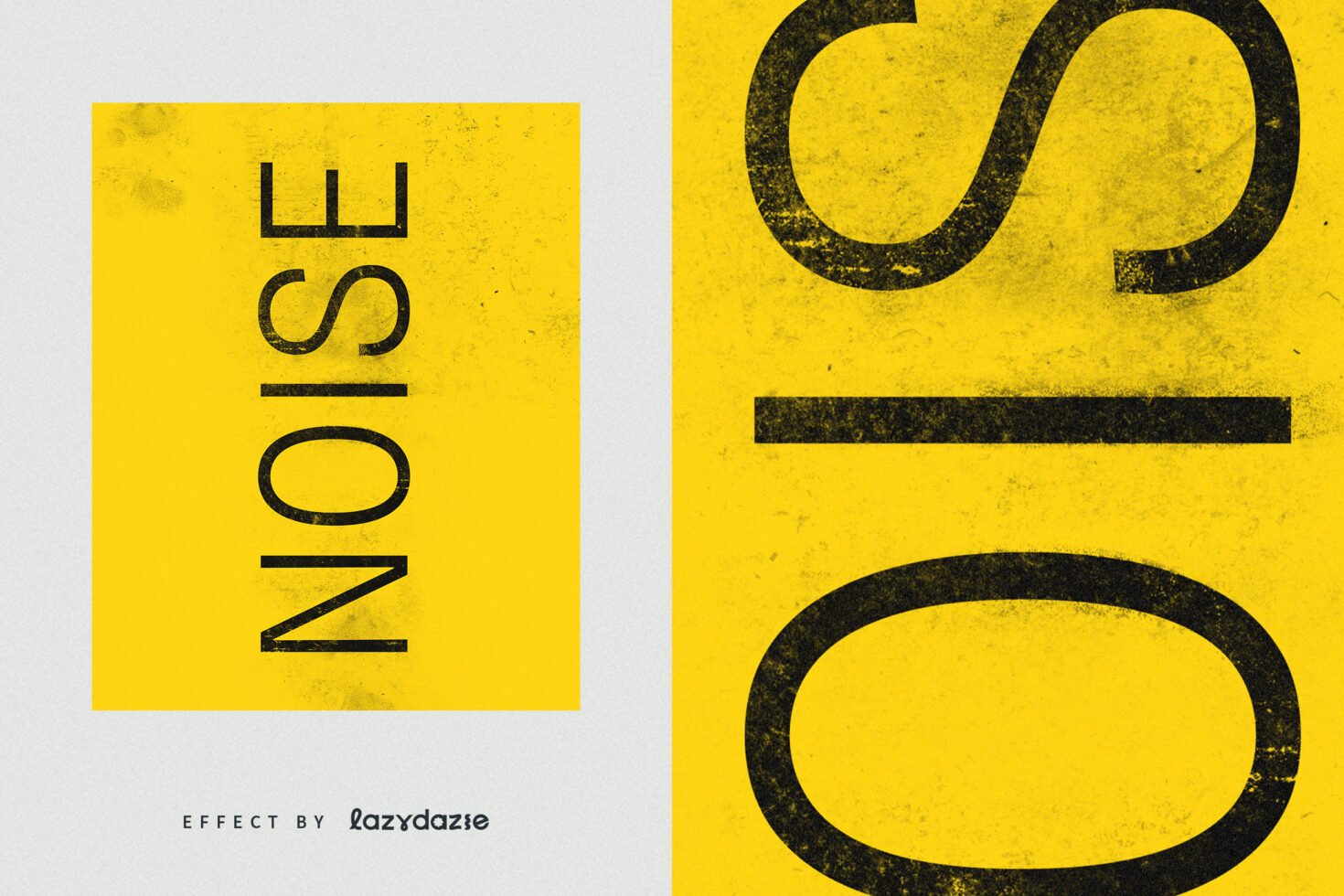 Bold yellow NOISE text background design with grunge texture effect suitable for graphics template or digital design asset for designers and artists.