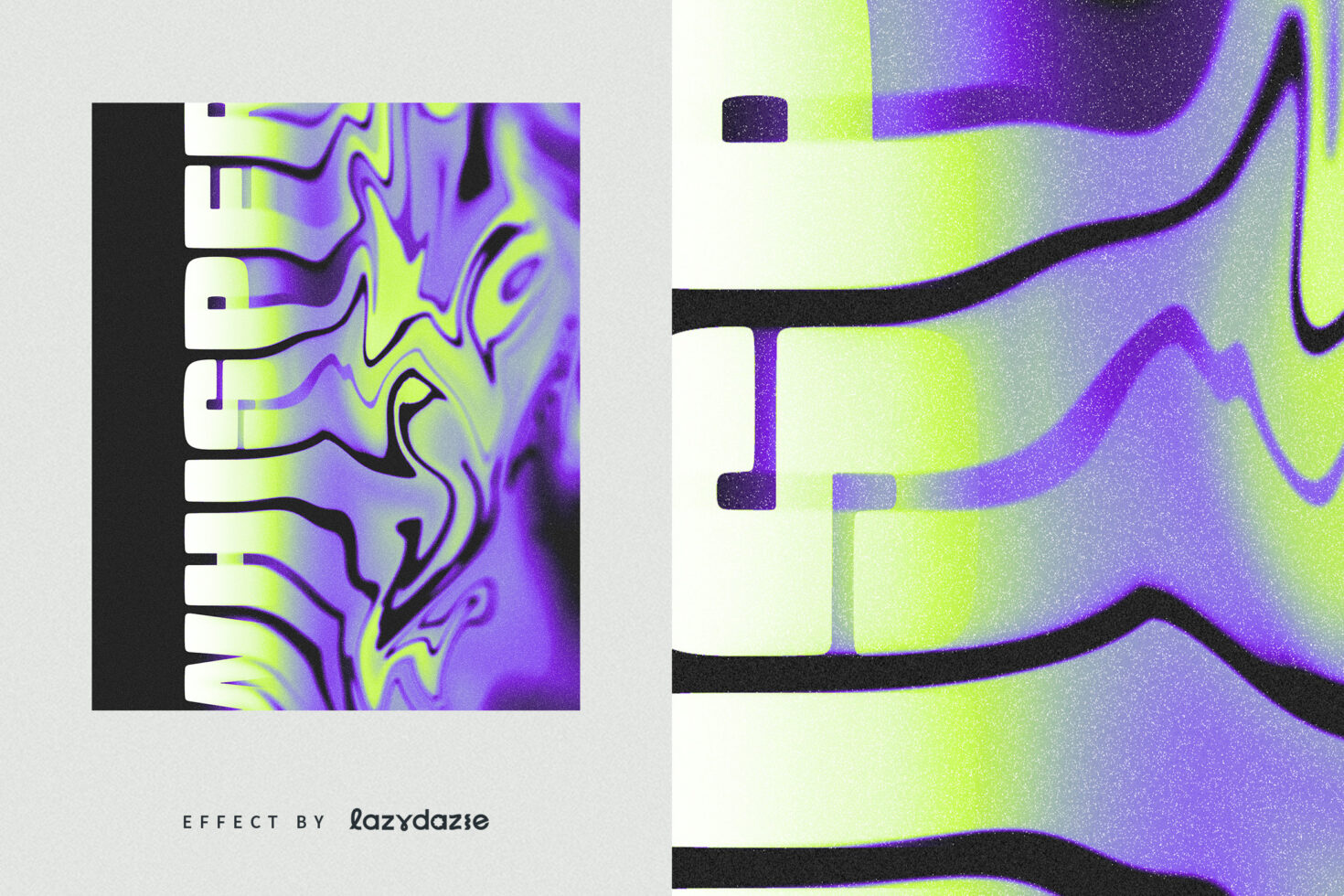 Abstract graphic design template featuring colorful gradients and curvy lines in purple and green tones, ideal for creative digital projects.