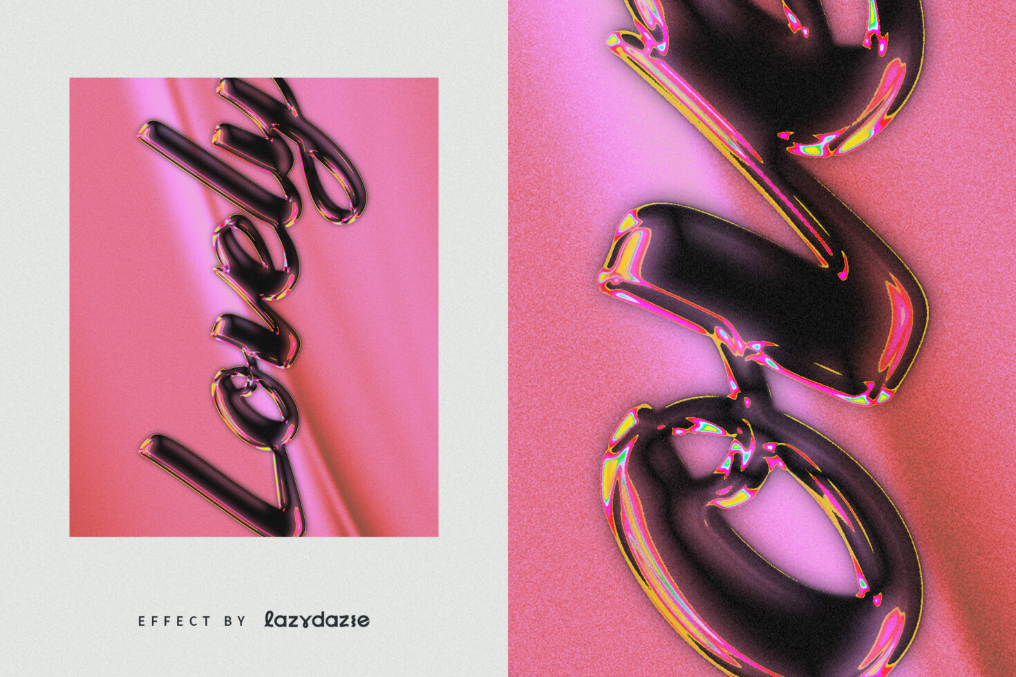 Elegant 3D typography effect with pink neon glow perfect for graphic design and templates. Ideal for designers seeking unique lettering styles.