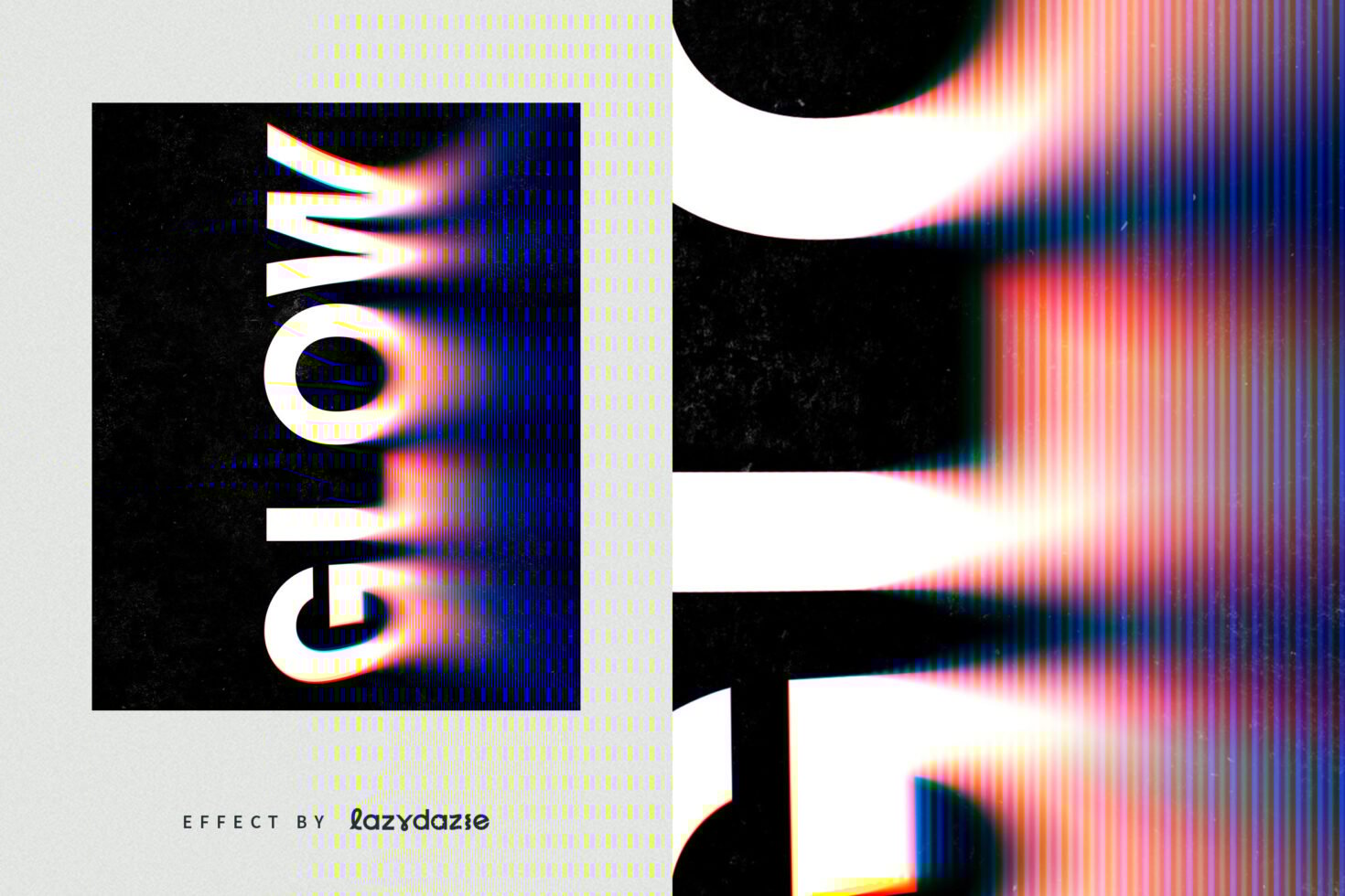 Glow text effect with vibrant neon colors and blurred lines. Perfect for digital design projects. Keywords: graphics, templates, text effects, design assets.