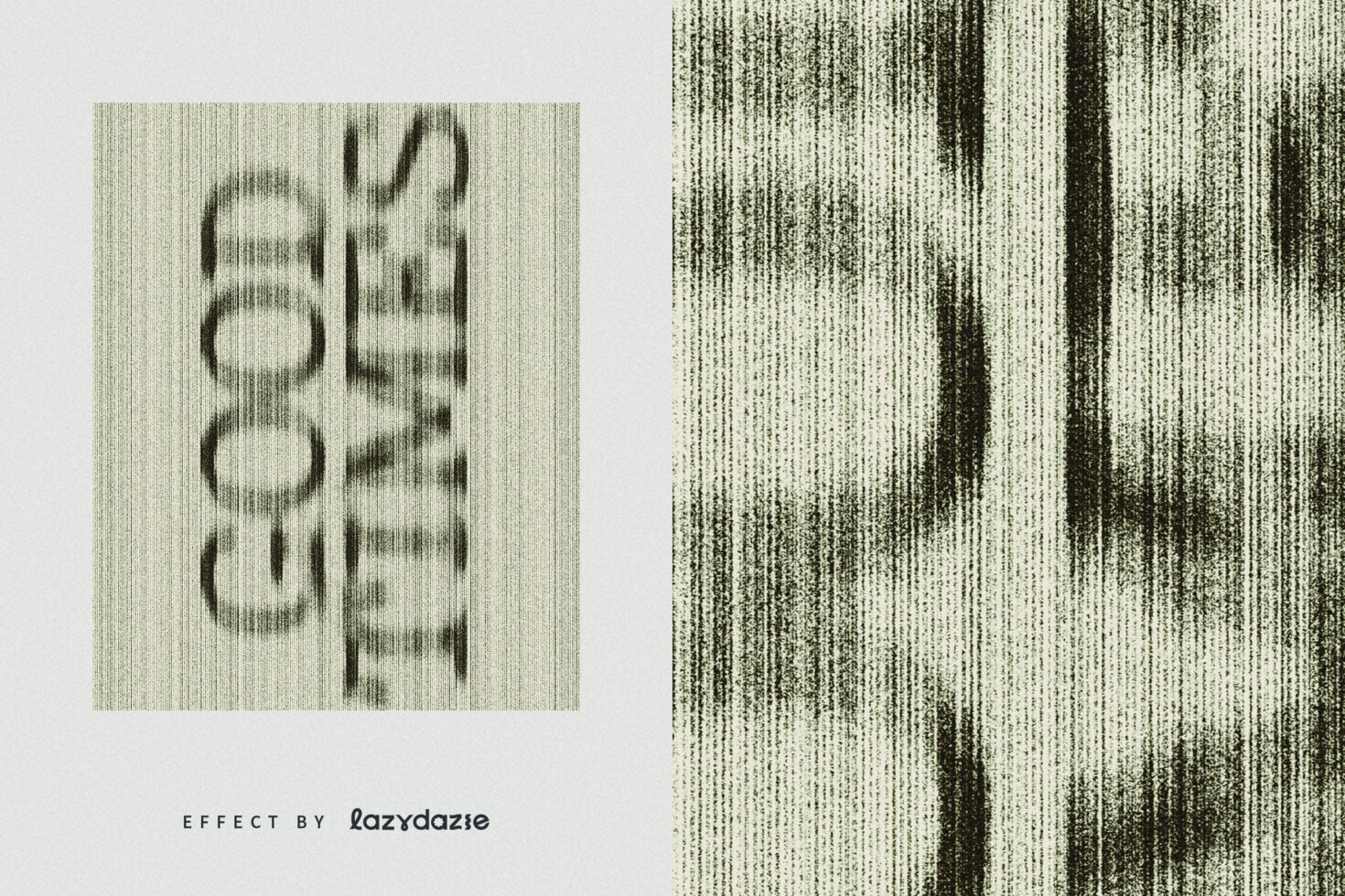 Distorted text effect design mockup featuring vertical lines and grunge texture, ideal for projects in graphics and typography design.