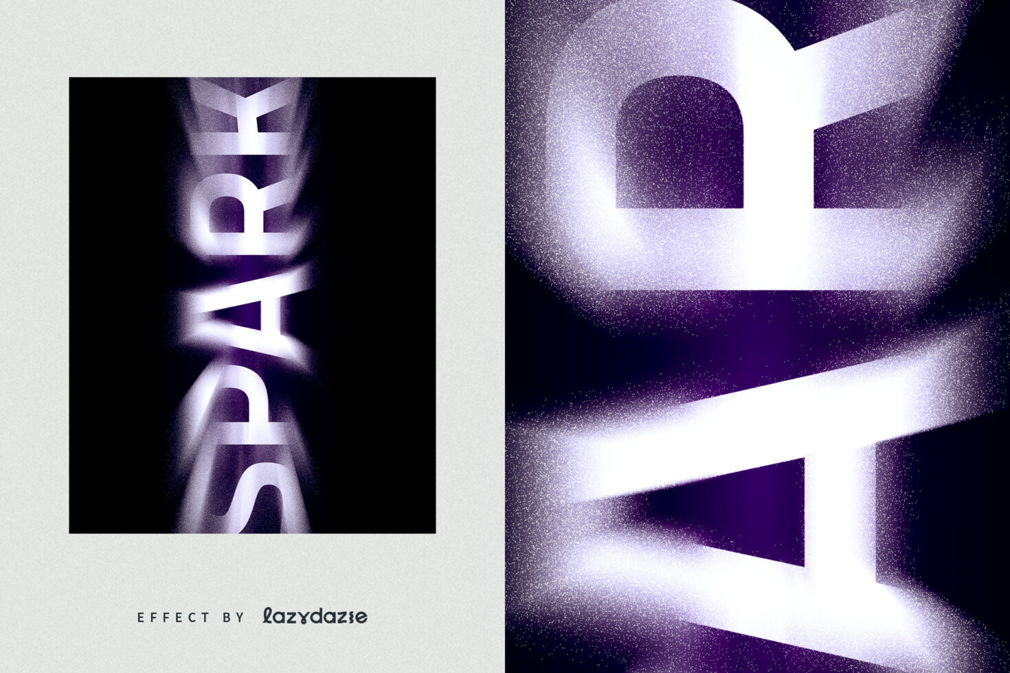 Text effect showcasing the word Spark with a glowing gradient design on a black background. Perfect for typography, graphic design, and templates.