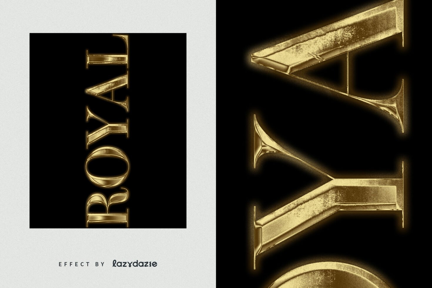 Gold metallic font effect mockup for designers featuring bold 3D letters and luxurious shine ideal for creating high-quality typography assets
