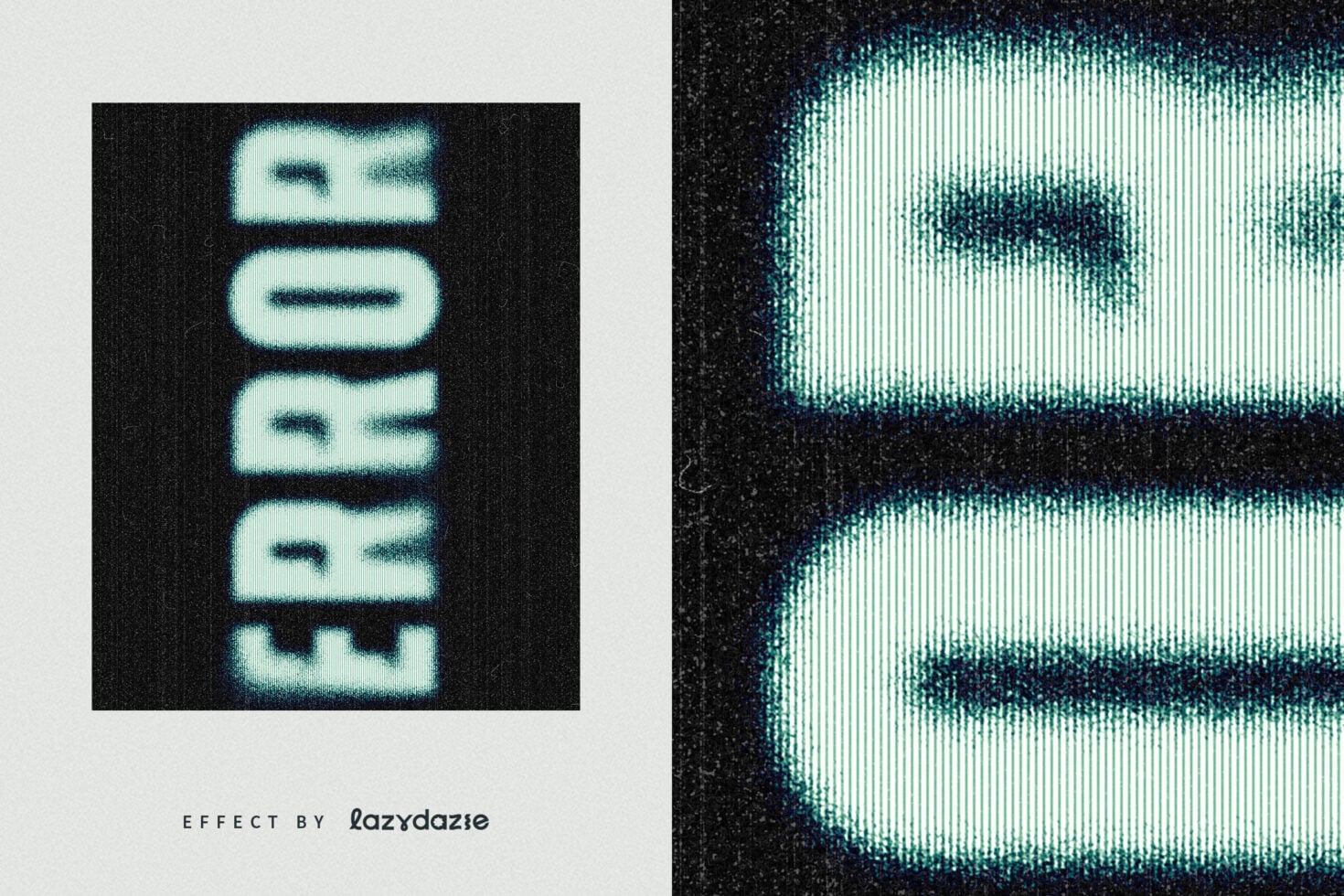 ERROR repeated vertically with cyan scanline texture on dark background, stacked layout