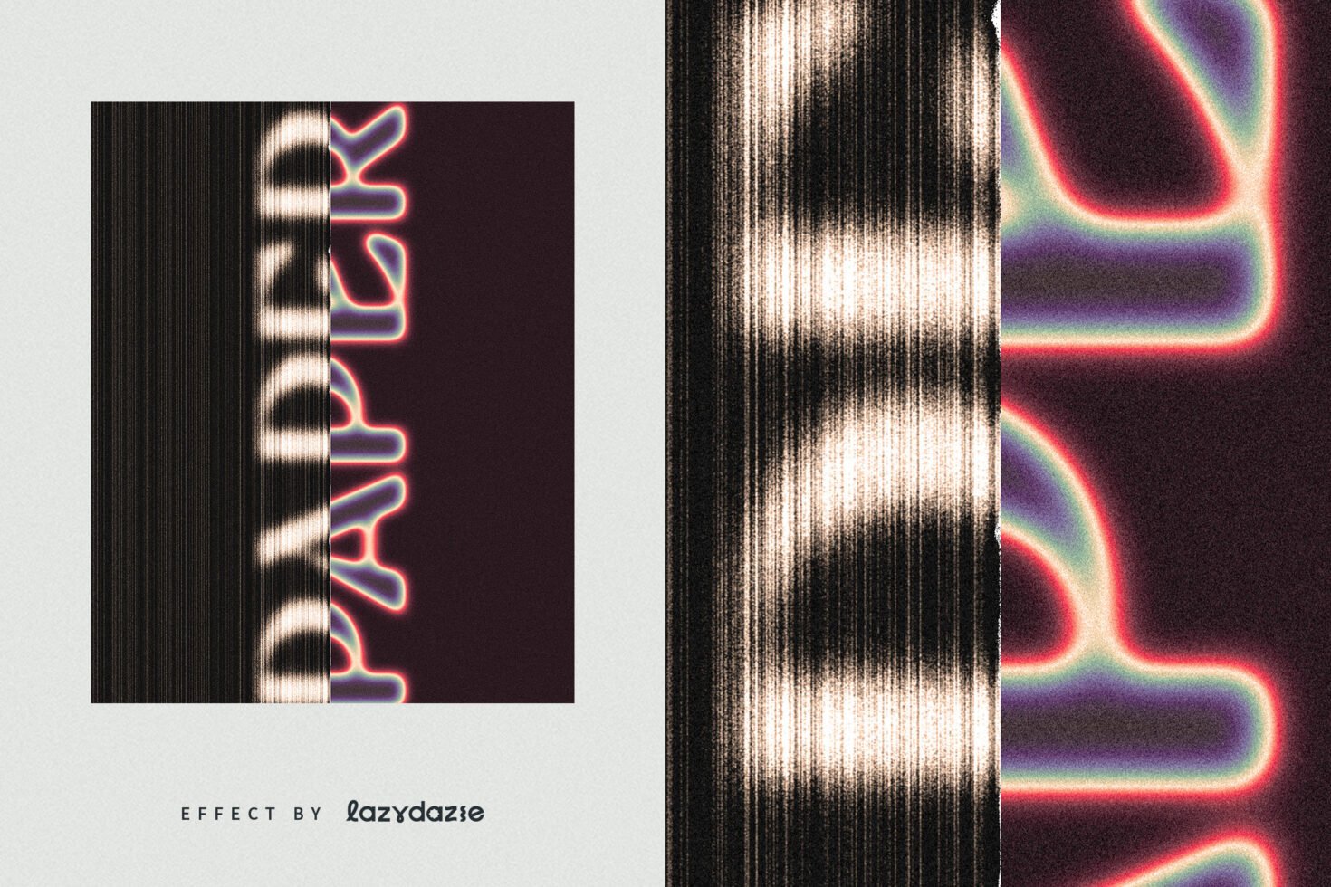 Retro glitch text effect with vibrant neon colors and distorted lines suitable for graphic designers. Perfect for creating digital art and templates.