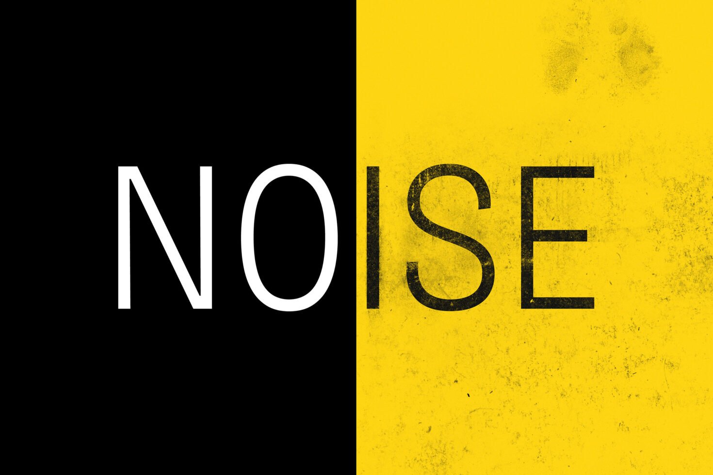 Graphic design template with a split background: half black with white NO and half yellow with black ISE. Ideal for modern poster or typography projects.