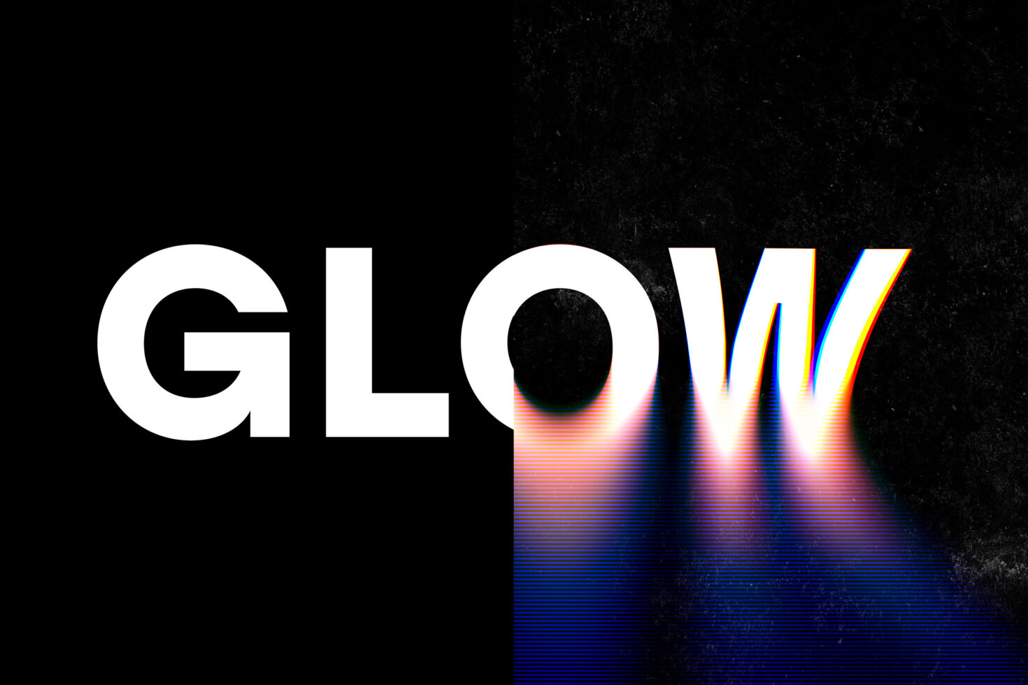 Bold modern font with glowing gradient effect on black background suitable for typography projects graphic design templates digital art assets.