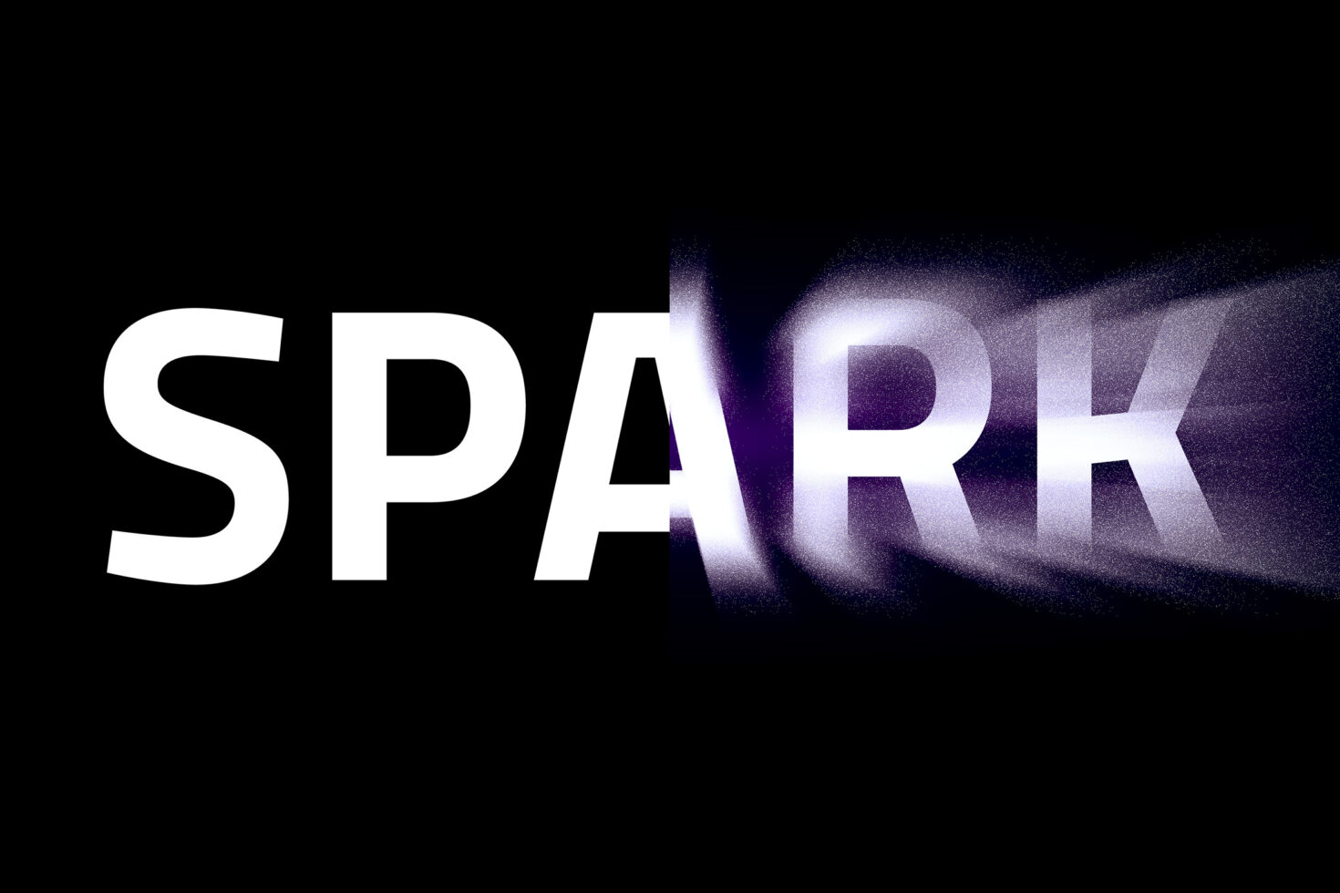 Dynamic spark text effect with motion blur, white letters on black background suitable for Graphics category, ideal for designers seeking creative fonts