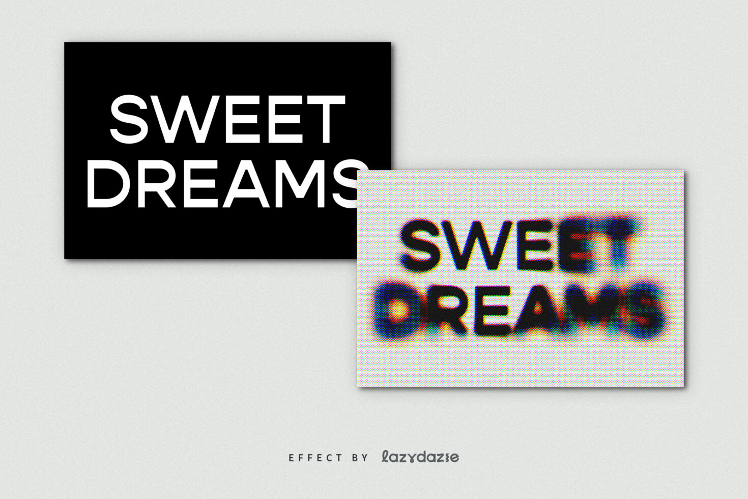 Text design displaying Sweet Dreams in bold font with a blurred color effect. Perfect for graphic designers. Keywords: text effect, typography, fonts, template.