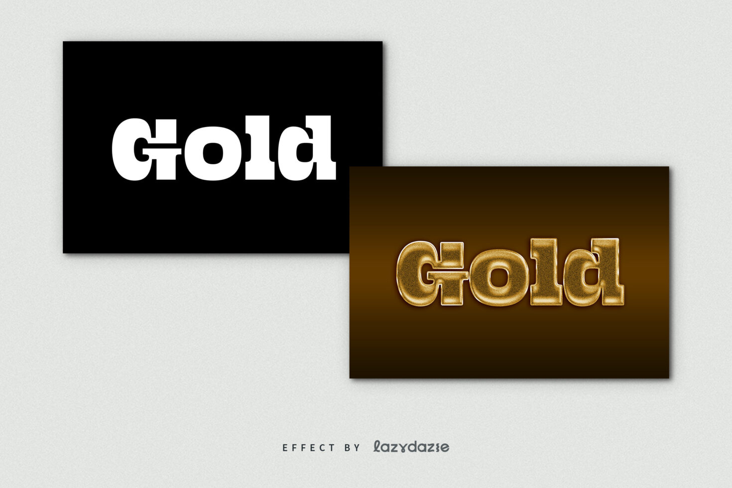 Gold text effect mockup with bold font. Black and gold backgrounds. Ideal for graphic designers, typography, digital design projects. High-quality template.