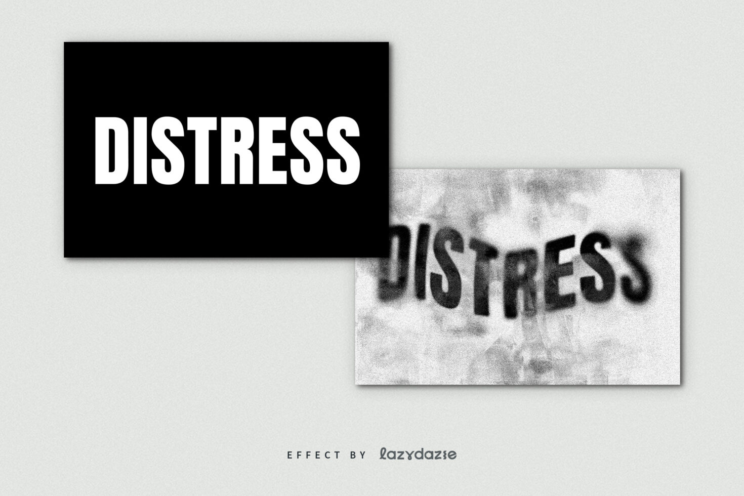 Digital asset showcasing a distressed text effect with a bold font and grunge texture overlay. Ideal for mockups, graphic design, typography projects.