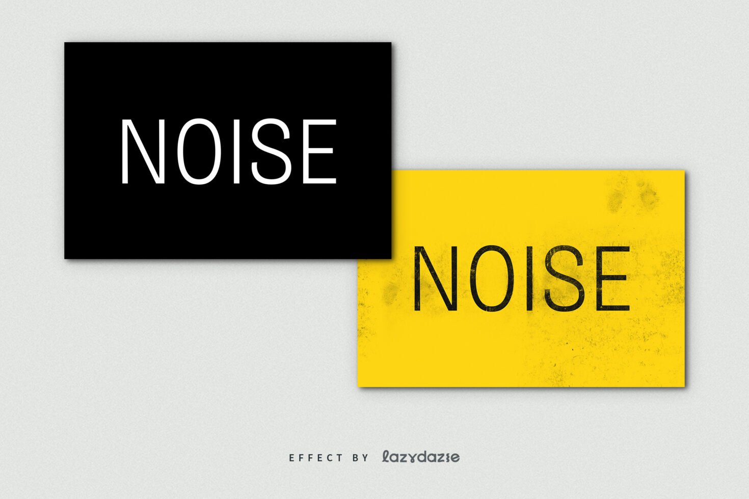 Typography mockup showing NOISE text in black and yellow backgrounds. Ideal for graphic design, font showcases, branding templates.