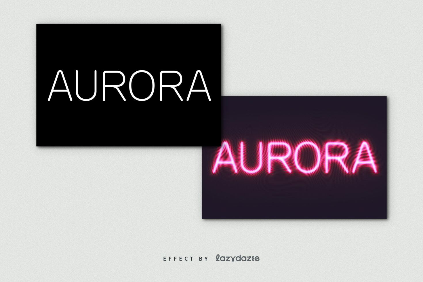 Minimalist image showcasing Aurora text effect with neon pink glow on black background. Perfect for designers seeking modern typography or graphic templates.