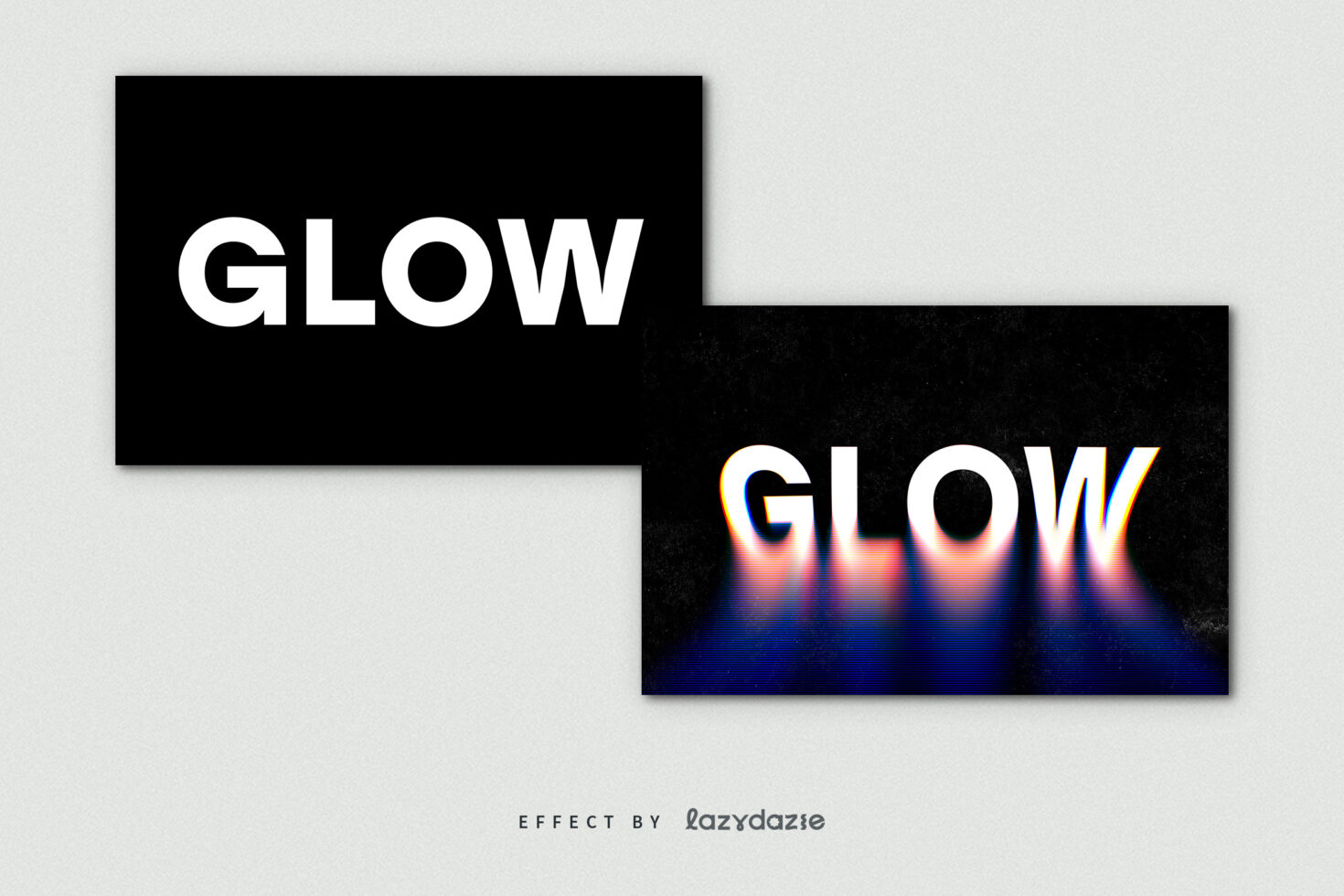Glowing text graphic template showcases bold white text with colorful glow effect on black background. Ideal for designers looking for striking visuals.