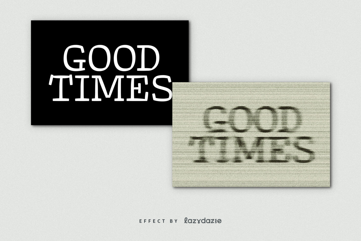 Distorted typography effect showcasing the phrase Good Times with a vintage glitch style ideal for graphic design mockups and font templates.