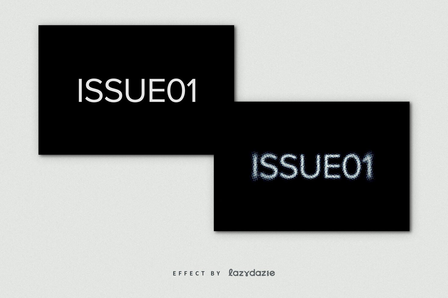 Digital glitch text effect for designers featuring ISSUE01 font. Suitable for typography projects, graphic design assets, and creative templates.
